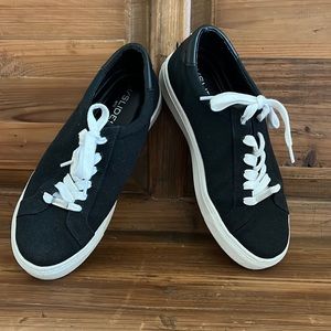 J Slide Black Canvas with Leather Shoes